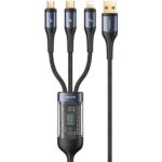 USAMS Braided cable U83 3in1 66W 1.2mDigital Display PD Fast Charge (lightning/microUSB/USB-C) black