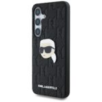 Case Karl Lagerfeld Leather Monogram Pin Logo Karl Head Samsung Galaxy S25 black - imagine 2