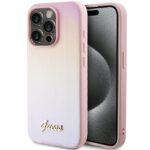 Guess GUHCP14LPSAIRSP iPhone 14 Pro 6.1" pink hardcase Saffiano Iridescent Script
