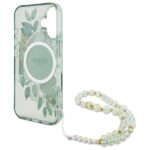 Guess GUHMP16MHFWBRCESN iPhone 16 Plus 6.7" green hardcase IML Flowers With Pearl Strap MagSa - imagine 6