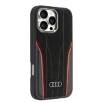 Audi Genuine Leather MagSafe iPhone 16 Pro Max 6.9" black-red hardcase AU-TPUPCMIP16P - imagine 2