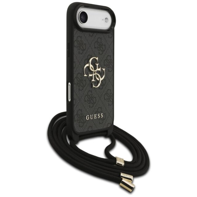 Case Guess 4G Big Logo Cord Stap         Crossbody for iPhone Air black - imagine 3