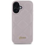 Guess GUHCP16SPSQSQSP iPhone 16 6.1" pink hardcase Quiled Metal Logo - imagine 3