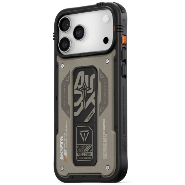 Case Skinarma Aegis for iPhone 17 Pro Max Magnetic Charging + Grip Stand grey - imagine 2