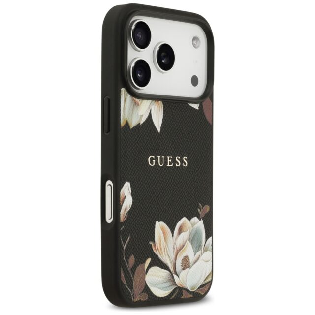 Guess Grained Flowers Classic Logo MagSafe case for iPhone 17 Pro black - imagine 4