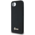 Case Guess Silicone Script Metal Logo MagSafe for iPhone 16e black - imagine 2