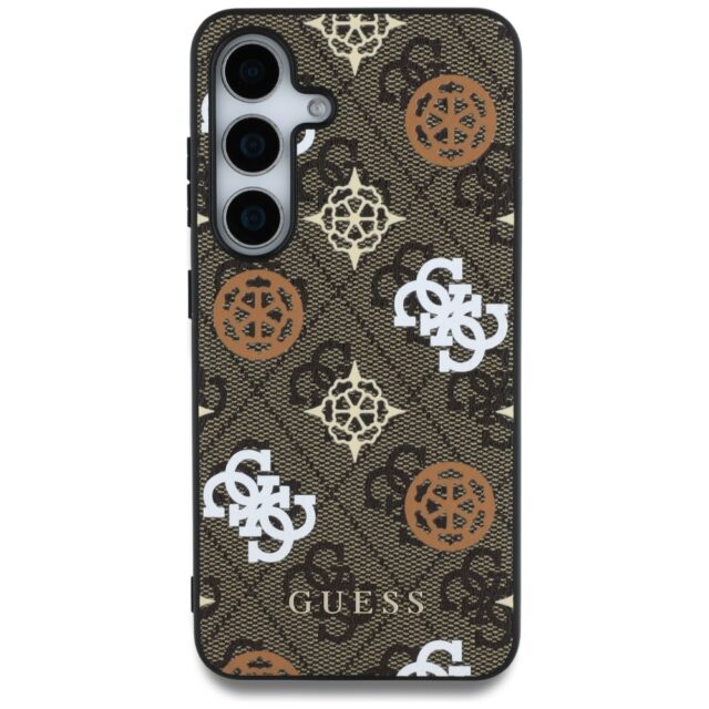 Case Guess 4G Printed Colored Peony Pattern MagSafe to Samsung Galaxy S25 brown - imagine 3