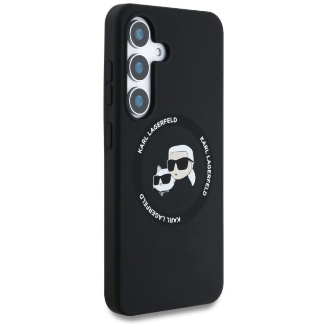 Case Karl Lagerfeld Silicone Double Heads And Circle MagSafe for Samsung Galaxy S25+ black - imagine 4