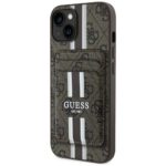 Case Guess 4G Stripes with wallet Magsafe for iPhone 15 brown