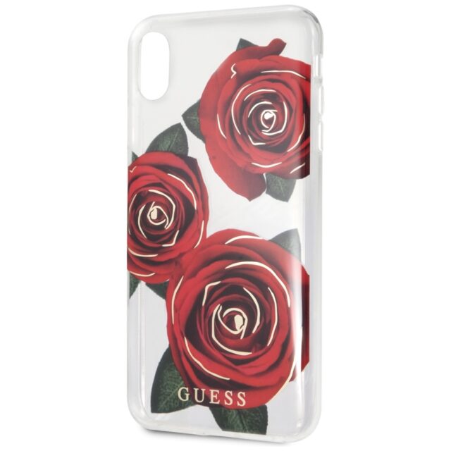 Guess GUHCI65ROSTR iPhone Xs Max transparent hard case Flower Desire red roses - imagine 3