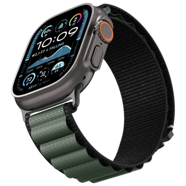 Pasek Spigen WBF1 do Apple Watch          6/7/8/9/10/11/SE/SE 3/Ultra 1/Ultra 2/ Ultra 3 44/45/46/49mm czarno-zielony - imagine 7