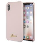 Guess GUHCPXLSLMGLP iPhone X/Xs light pink hard case Silicone Vintage Gold Logo