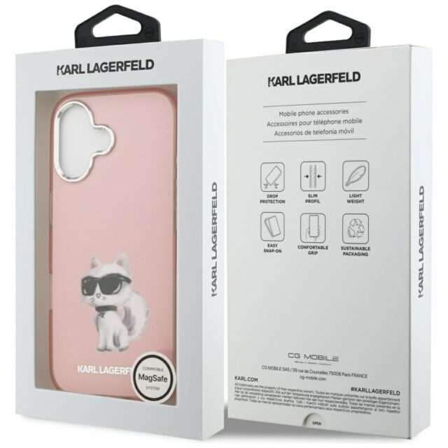 Karl Lagerfeld IML Aquarelle Choupette & Logo MagSafe Case for iPhone 17 Pink - imagine 8