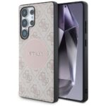 Case Guess 4G Round Patch Classic Logo MagSafe to Samsung Galaxy S25 Ultra pink