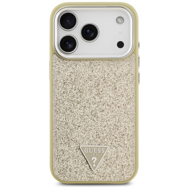 Guess Glitter Triangle Logo MagSafe case for iPhone 17 Pro gold - imagine 3