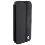 BMW BMBKP15S22RDPK iPhone 15 / 14 / 13 6.1" black bookcase Leather Textured & Stripe - imagine 4