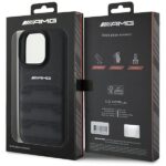 AMG AMHCP16LGSEBK iPhone 16 Pro 6.3" black hardcase Leather Debossed Lines Black Logo - imagine 8