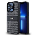 DKNY DKHCP15XPRTHSLK iPhone 15 Pro Max 6.7" black hardcase Leather Mono Stripe & Metal Logo