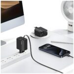 USAMS Charger 1xUSB-C with retractable USB-C Retractable PD+QC 30W Gan Fast Charging black - imagine 6