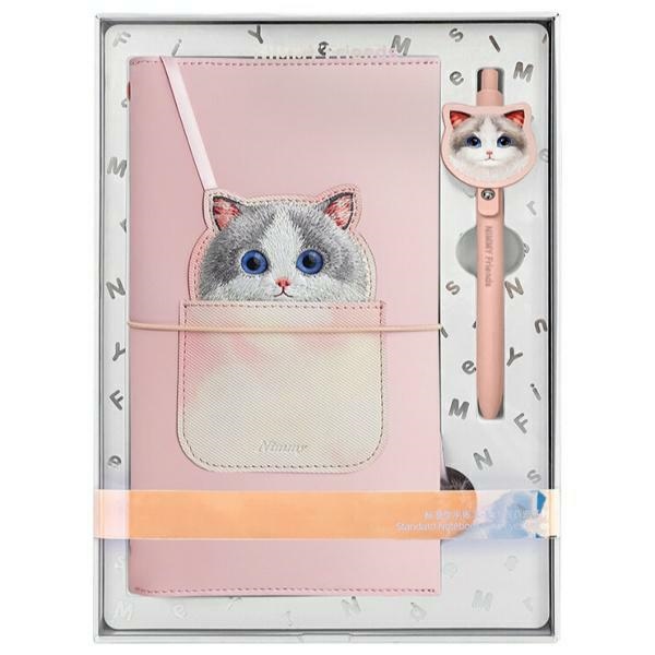 cps-6534da21f51e48d852401111bbb6b471-2025-12-06-23-38-23 Nimmy 2in1 Set notebook + pen pink Big Eyed Pet 2.0 Cat - imagine 1