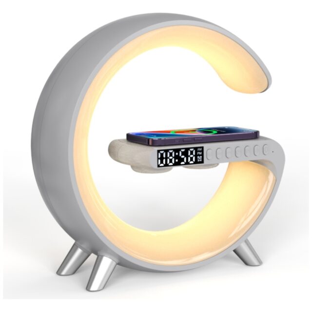 Multifunctional Lamp MajesticLine with alarm clock and bluetooth speaker whiteZapytaj Chat - imagine 2