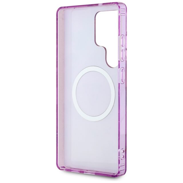 Case Guess Glitter Flowers Triangle Buttons MagSafe for Samsung Galaxy S25 Ultra purple - imagine 7