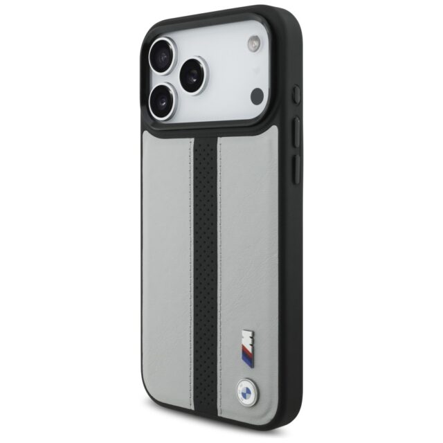 Case BMW M Perforated Stripe Logo MagSafe for iPhone 17 Pro Max gray - imagine 2