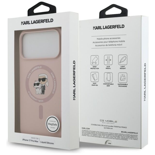 Karl Lagerfeld Silicone Karl&Choupette Ring MagSafe Case for iPhone 17 Pro Max Pink - imagine 8