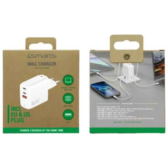 Ładowarka sieciowa 4smarts Flex 65W      2xUSB-C + 1xUSB-A biały - imagine 5