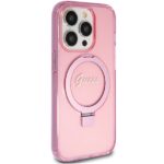 Guess GUHMP15XHRSGSP iPhone 15 Pro Max 6.7" pink hardcase Ring Stand Script Glitter MagSafe - imagine 4