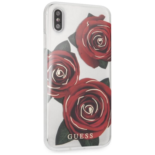 Guess GUHCI65ROSTR iPhone Xs Max transparent hard case Flower Desire red roses - imagine 5