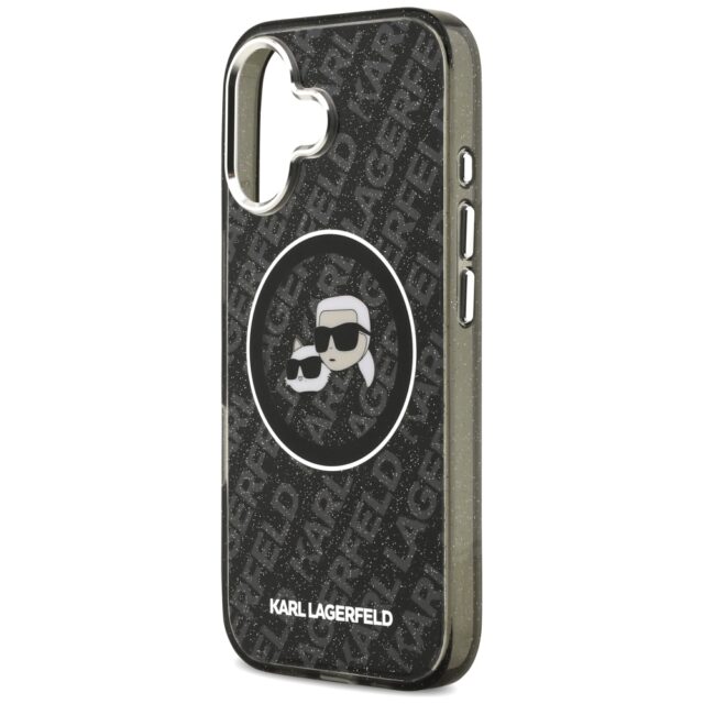 Case Karl Lagerfeld IML Glitter Karl &   Choupette Heads Logo MagSafe for iPhone 17 black - imagine 6