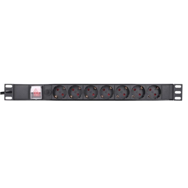 Extralink EXPDU7EU SW | Power strip | 19" 1U, 7 EU sockets, with switch, 2m - imagine 5