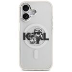 Karl Lagerfeld IML Glitter Karl & Choupette Sketch Logo MagSafe Case for iPhone 17 Clear - imagine 3