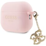 Guess GUAP2LECG4P AirPods Pro 2 (2022/2023) cover pink Liquid Silicone Glitter Triangle Charm - imagine 4