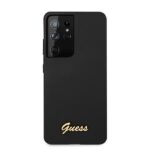 Guess GUHCS21LLSLMGBK S21 Ultra G998 black hardcase Silicone Script Metal Logo - imagine 3