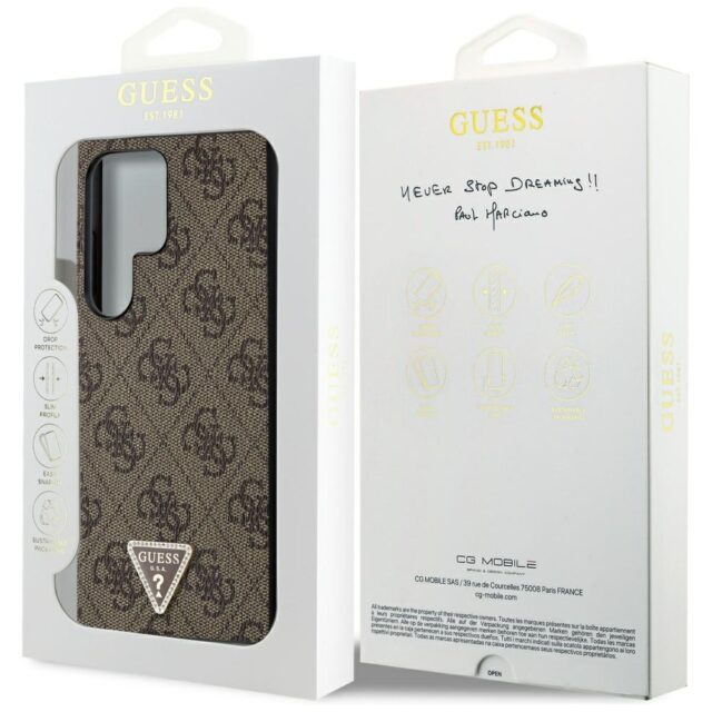 Guess GUHCS24LPGS4TDW S24 Ultra S928 brown hardcase Grip Stand 4G Triangle Strass - imagine 8