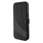 Mercedes MEBKP15S8ROLK iPhone 15 6.1" Black Bookcase Leather Wave Pattern