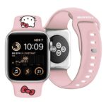 Hello Kitty Strap HKAWLSCHBLP Apple Watch 42/44/45/49mm Pink Strap Silicone Kitty Head - imagine 4