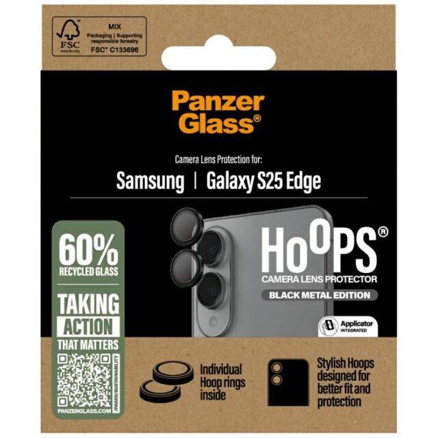 Tempered Glass for Camera Lens PanzerGlass Hoops Lens Protector for Samsung Galaxy S25 Edge Black - imagine 4