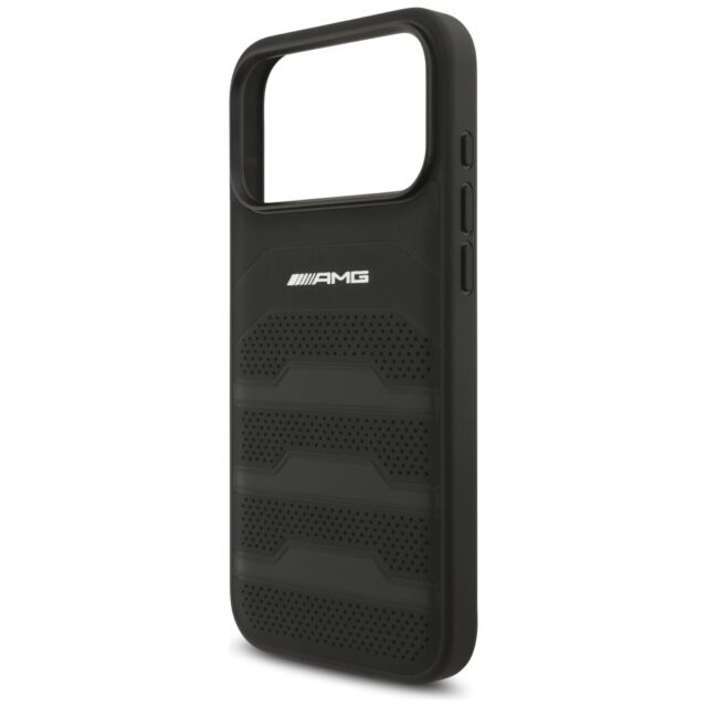 Case AMG Leather Debossed Lines Logo for  iPhone 17 Pro Max black - imagine 6