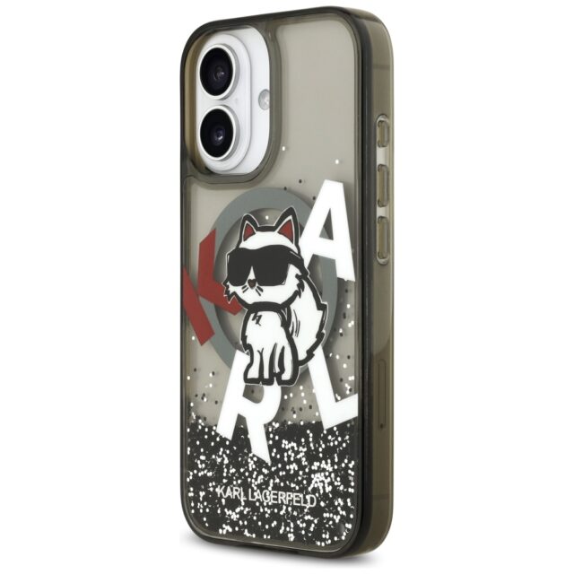 Karl Lagerfeld Liquid Glitter Choupette Logo MagSafe Case for iPhone 17 Black - imagine 2