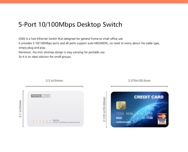 Totolink S505 | Switch | 5x RJ45 100Mb/s, Desktop - imagine 6