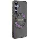 Guess GUHMS24SHFWFCK S24 S921 black hardcase IML Flowers Wreath MagSafe - imagine 4