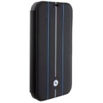 BMW BMBKP15X22RVSK iPhone 15 Pro Max 6.7" black bookcase Leather Stamp Blue Lines - imagine 5
