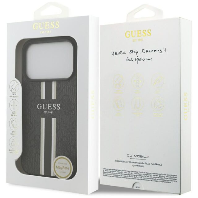 Case Guess 4G Printed Stripes MagSafe for iPhone 17 Pro black - imagine 8