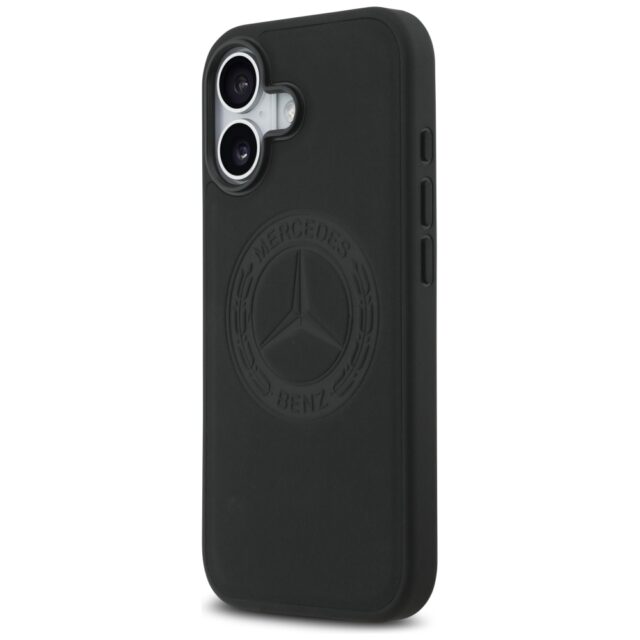 Mercedes Leather Vintage Logo MagSafe Case for iPhone 17 Black - imagine 2