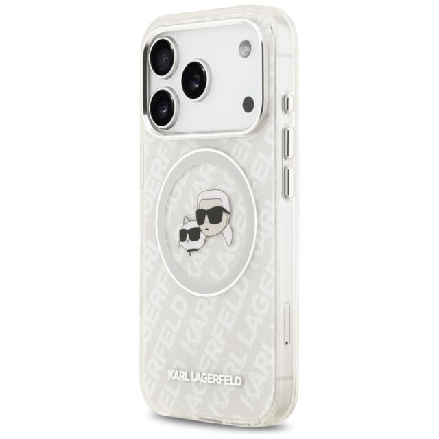 Case Karl Lagerfeld IML Glitter Karl & Choupette Heads Logo MagSafe for iPhone 17 Pro gray - imagine 2
