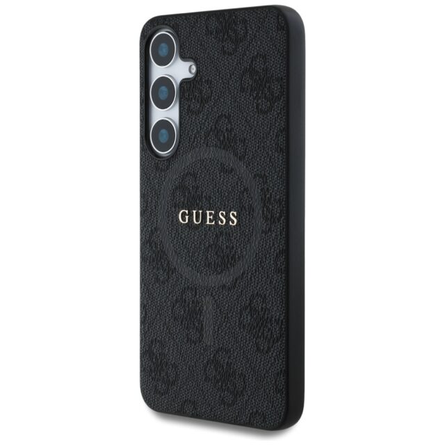 Case Guess Leather 4G Colored Ring Classic Logo MagSafe Samsung Galaxy S25+ black - imagine 2