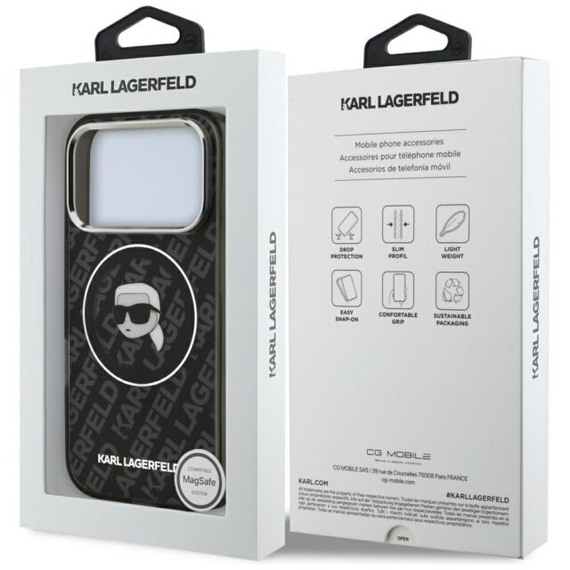 Case Karl Lagerfeld IML Karl Head Logo MagSafe for iPhone 17 Pro Max black - imagine 8